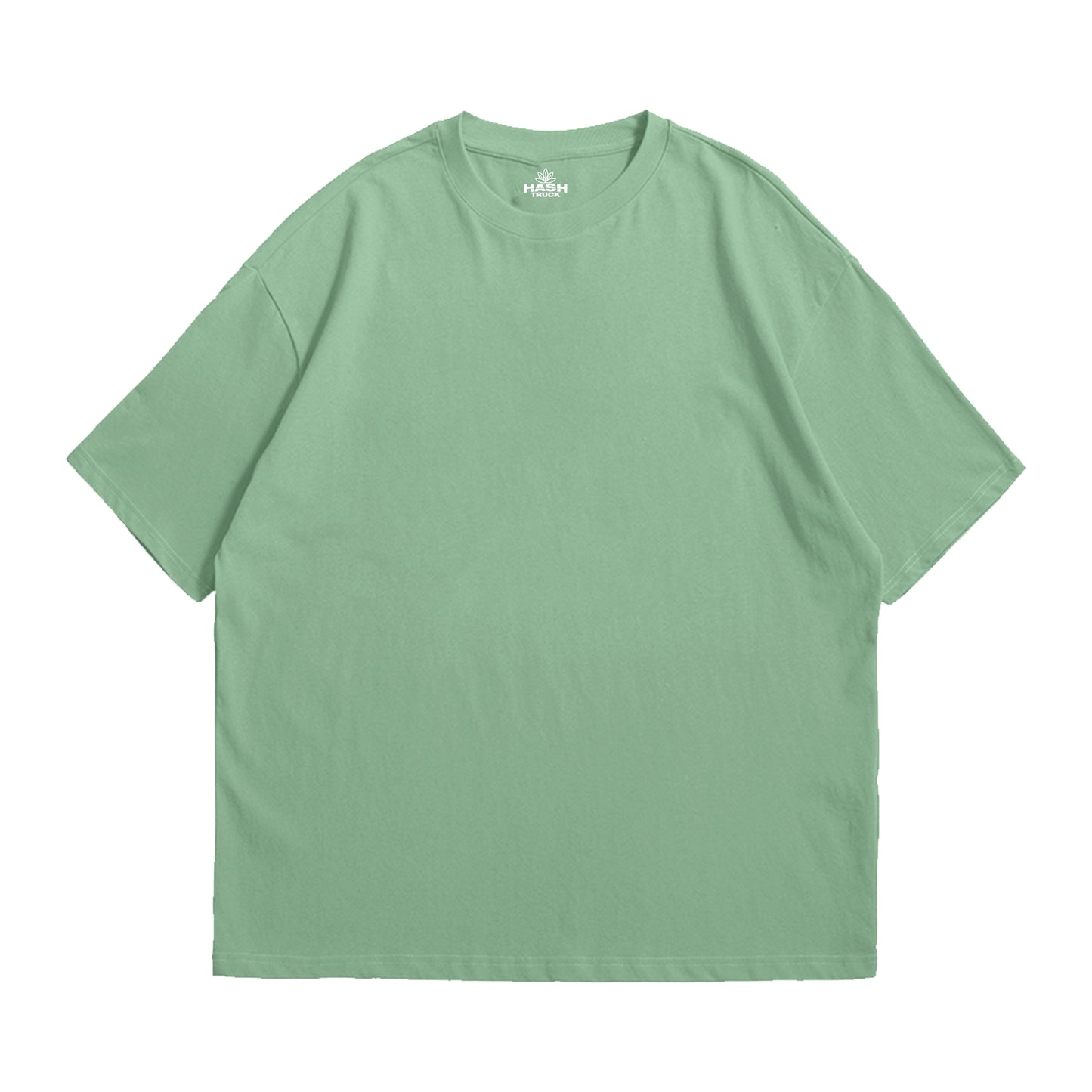 Hashtruck Solid Pastel Green Soft Jersey Oversized T-shirt