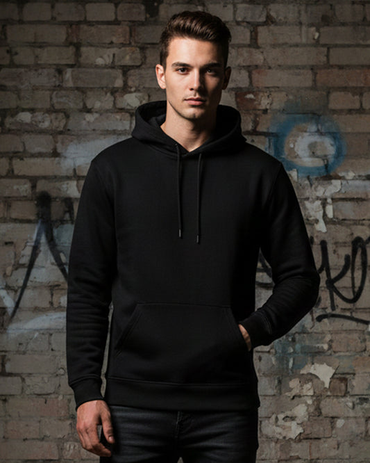 Hashtruck Solid Black Hoodie