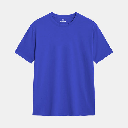 Hashtruck Solid Blue Cotton Plain T-Shirt