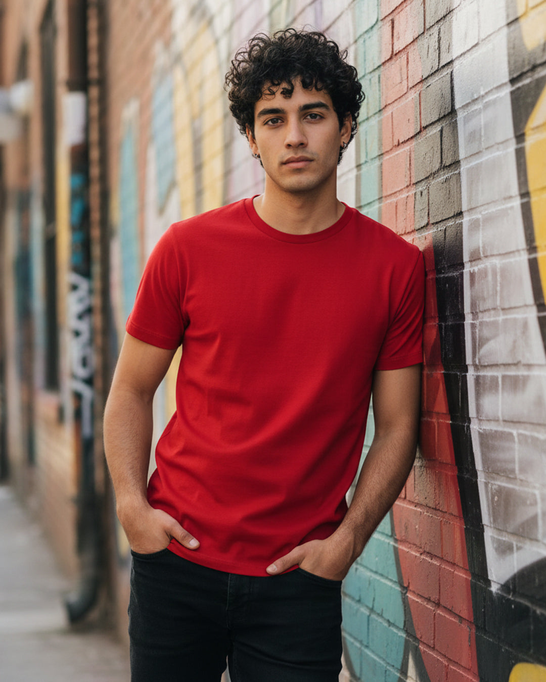 Crimson Pulse: Classic Fit Urban Red Tee