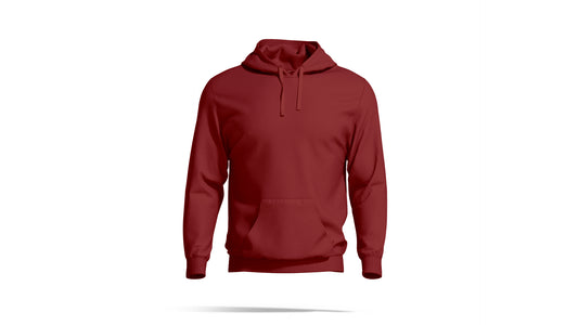 Hashtruck Red Plain Cotton Hoodie for Men & Women