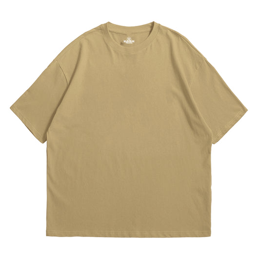 Hashtruck Solid Sand Yellow Soft Jersey Oversized T-shirt