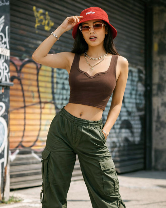 The Cocoa Curve Square-Neck Crop