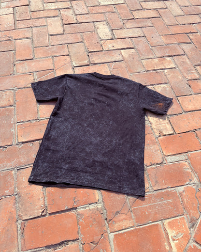 Hand-Bleached Hemp Leaf Black Acid Wash Tee